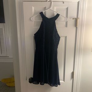 Navy High Neck Lace Lulus Dress